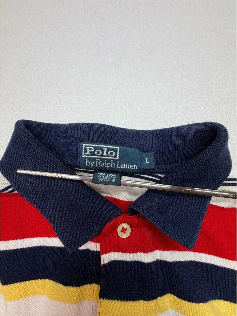 Polo Ralph Lauren Men's Polo Shirt Striped 2-Button Logo Size Large Multicolor